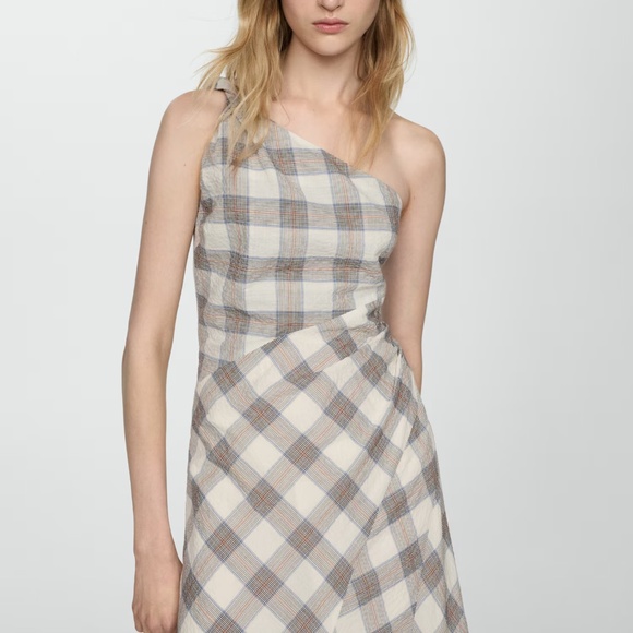 Mango CHECK ASYMMETRICAL DRESS - Picture 1 of 8